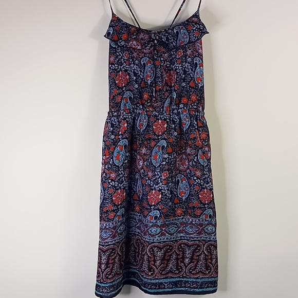 American Eagle Outfitters Navy/ Paisley Print Sleeveless Sheer Dress Size S/P - Picture 9 of 16